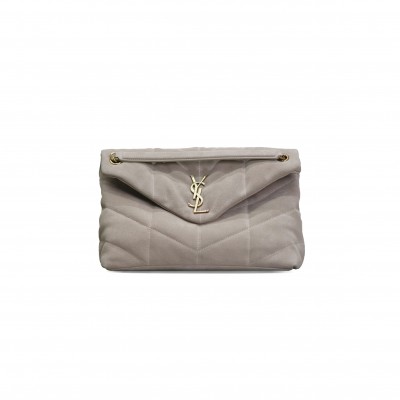 YSL PUFFER MEDIUM CHAIN BAG IN QUILTED SUEDE 577475125468 (35*23*13.5cm)